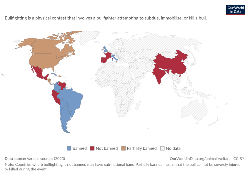 A thumbnail of the "Which countries have banned bullfighting?" chart