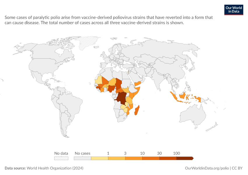 A thumbnail of the "Reported cases of paralytic polio from vaccine-derived viruses" chart