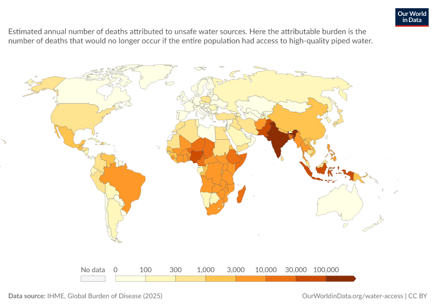 A thumbnail of the "Deaths attributed to unsafe water sources" chart