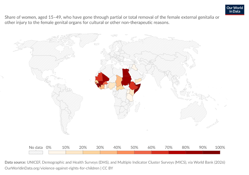 A thumbnail of the "Share of women who have undergone female genital mutilation" chart