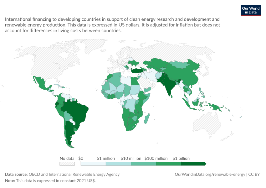 A thumbnail of the "International finance received for clean energy" chart