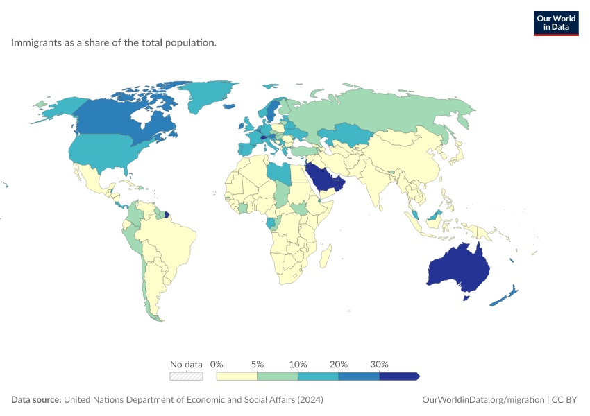 A thumbnail of the "Share of the population born in another country" chart
