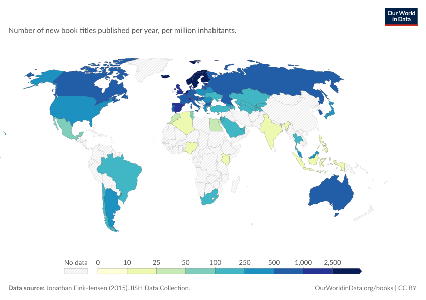 A thumbnail of the "Number of new book titles published per million people" chart
