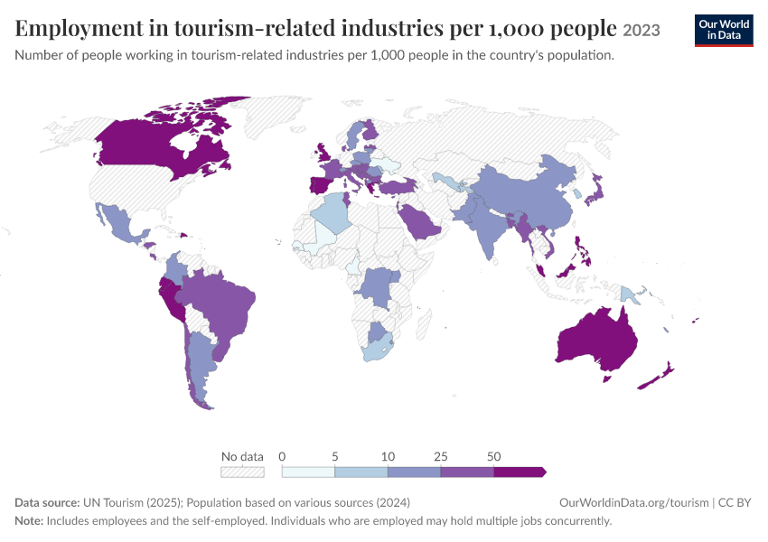 A thumbnail of the "Employment in tourism-related industries per 1,000 people" chart