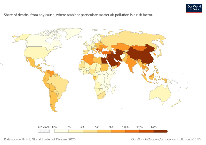 A thumbnail of the "Share of deaths attributed to outdoor air pollution" chart