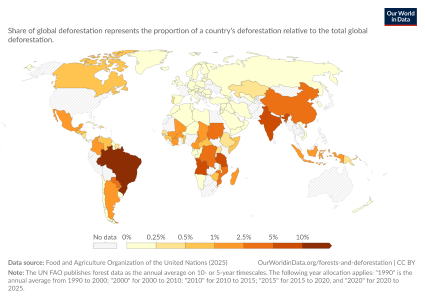 A thumbnail of the "Share of global annual deforestation" chart