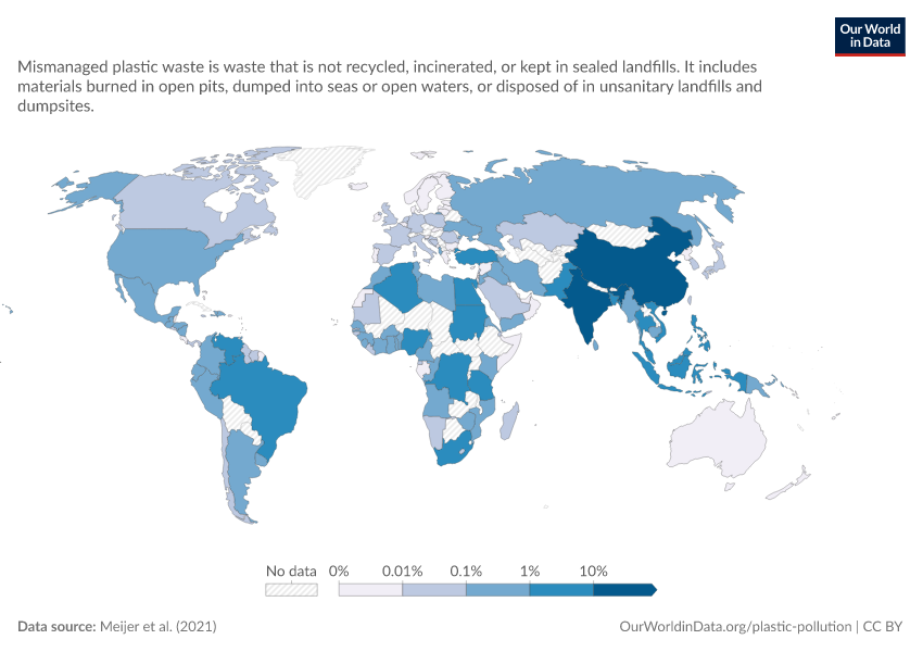 A thumbnail of the "Share of global mismanaged plastic waste" chart