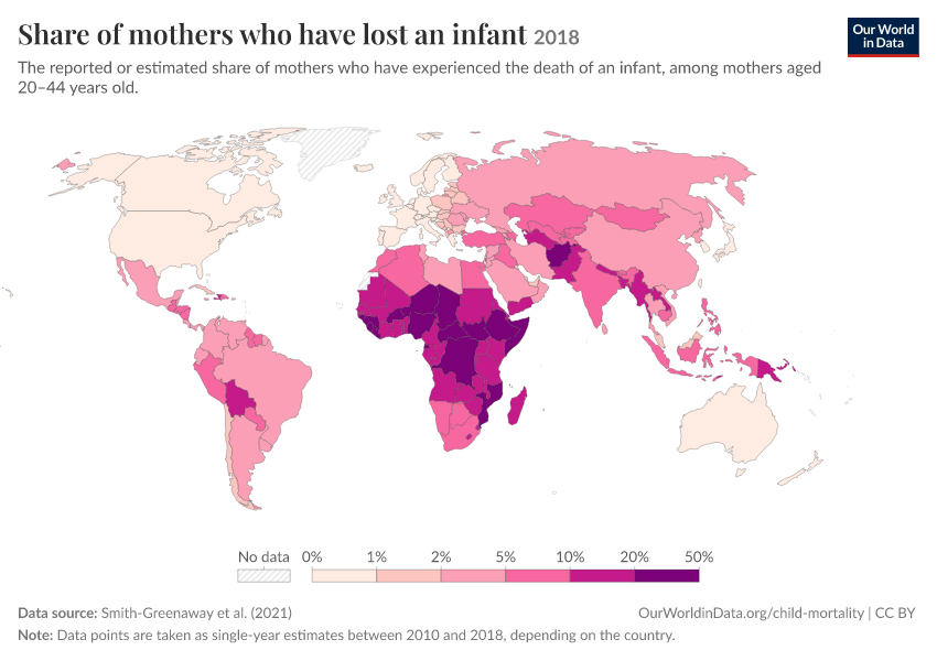 A thumbnail of the "Share of mothers who have lost an infant" chart