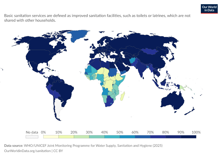 A thumbnail of the "Share of the population using at least basic sanitation services" chart