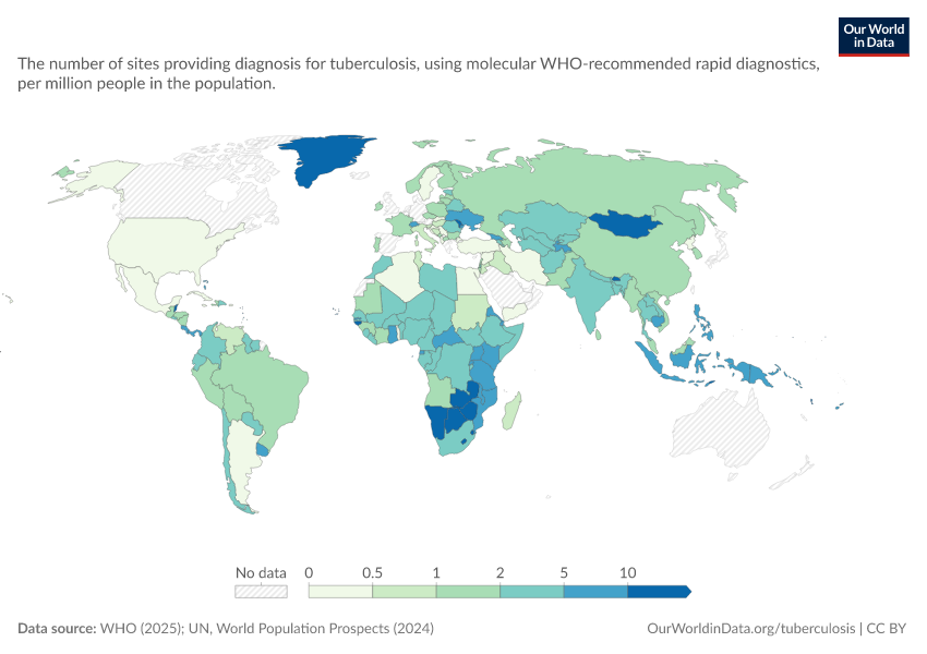 A thumbnail of the "Sites providing rapid tuberculosis diagnostics per million people" chart