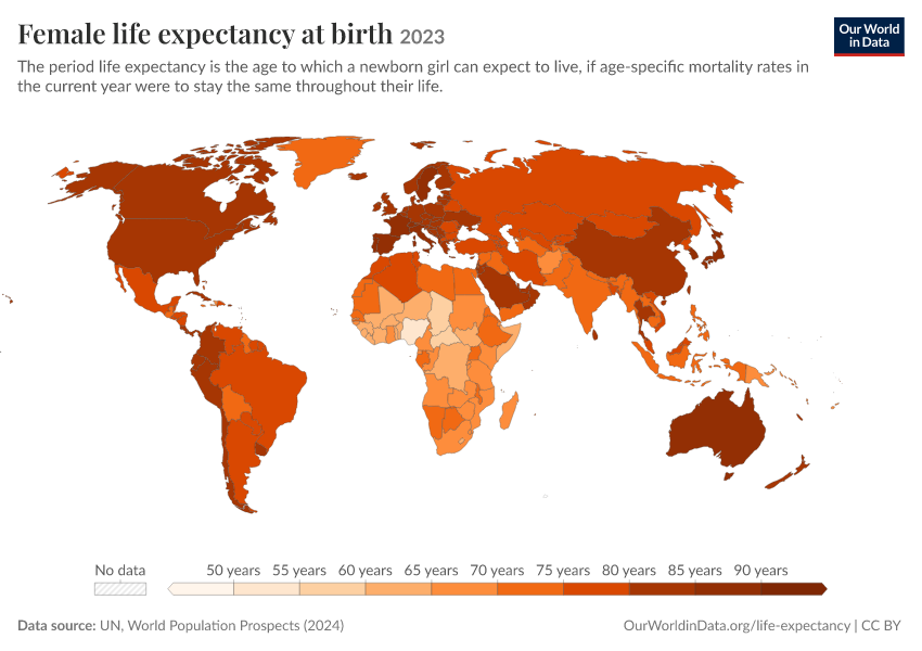 A thumbnail of the "Female life expectancy at birth" chart